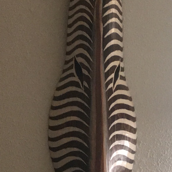 40” Tall Wood Wall Mask Zebra Deco Safari Sculpture - Picture 5 of 6